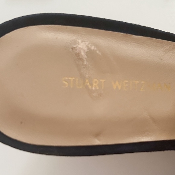 NEW STUART WEITZMAN Jean Suede Slingback Wedge Sandals Navy Blue Size 11.5 - Picture 10 of 10